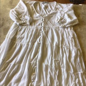 ZARA WHITE MAXI SHORT SLEEVE DRESS SIZE XXL